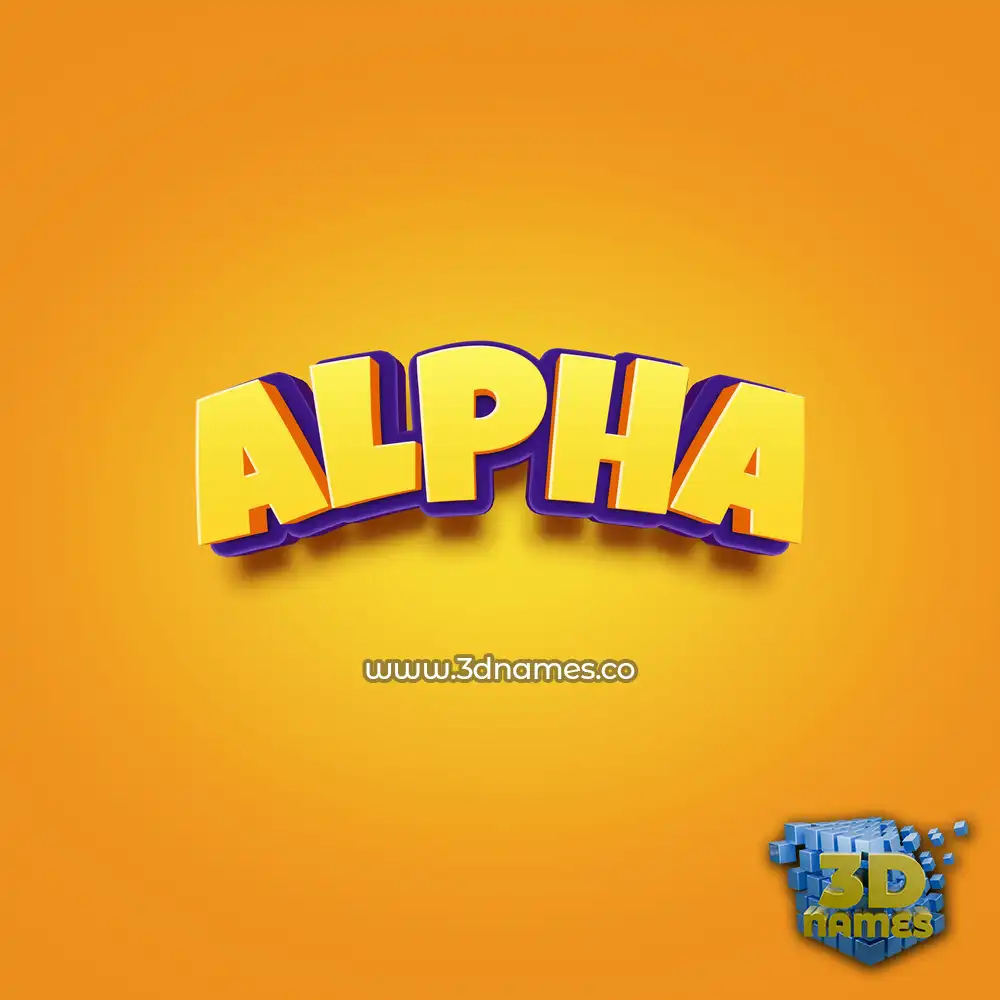 alpha in Orange Toon style - 3D name wallpaper