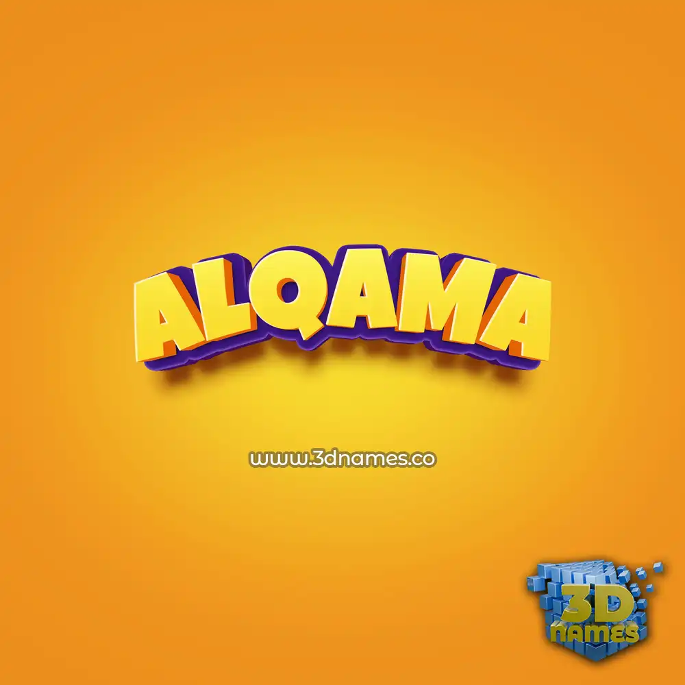 alqama in Orange Toon style - 3D name wallpaper