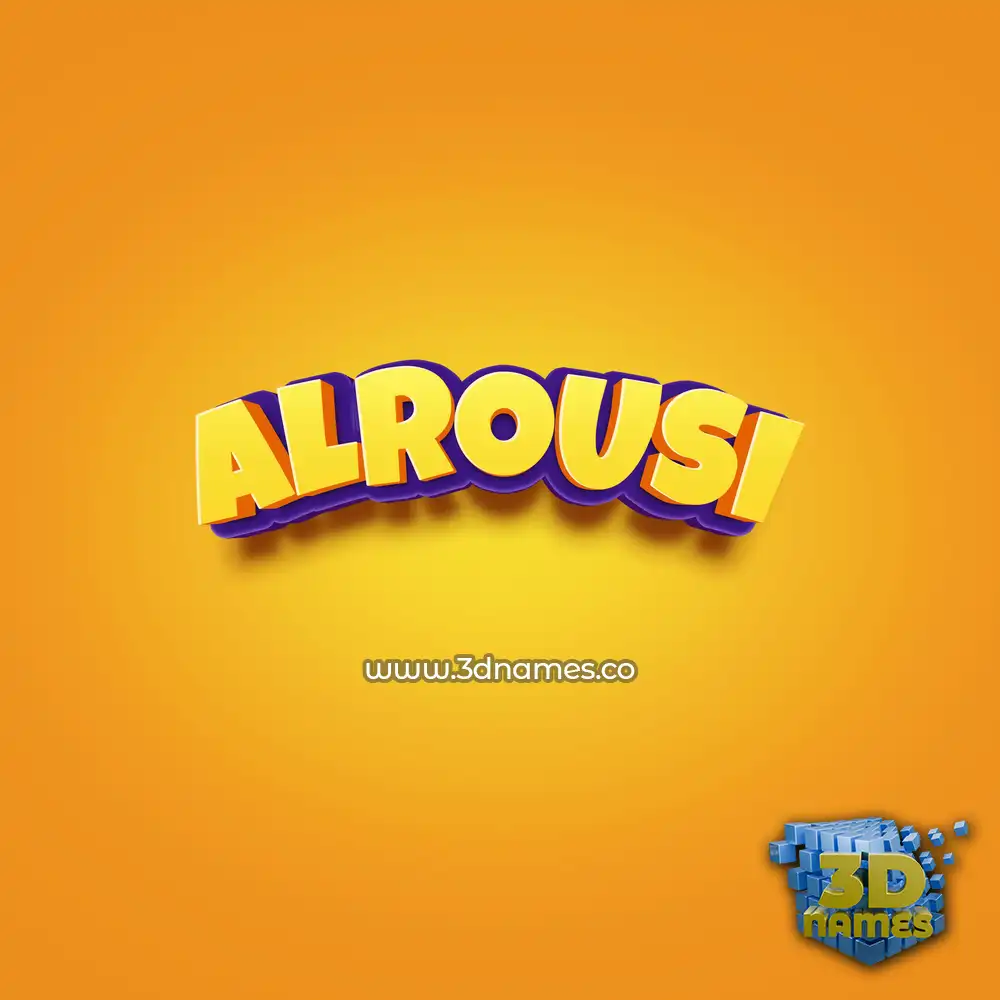 alrousi in Orange Toon style - 3D name wallpaper