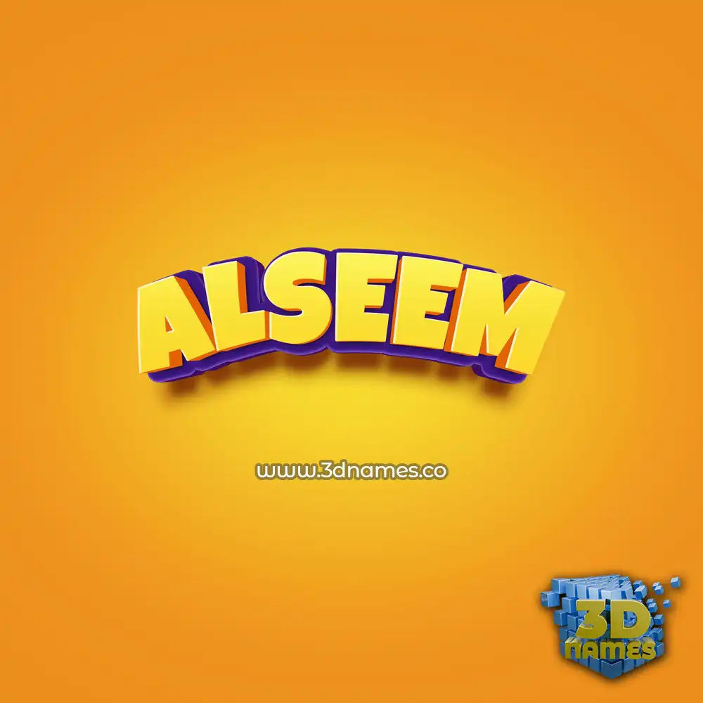 alseem in Orange Toon style - 3D name wallpaper