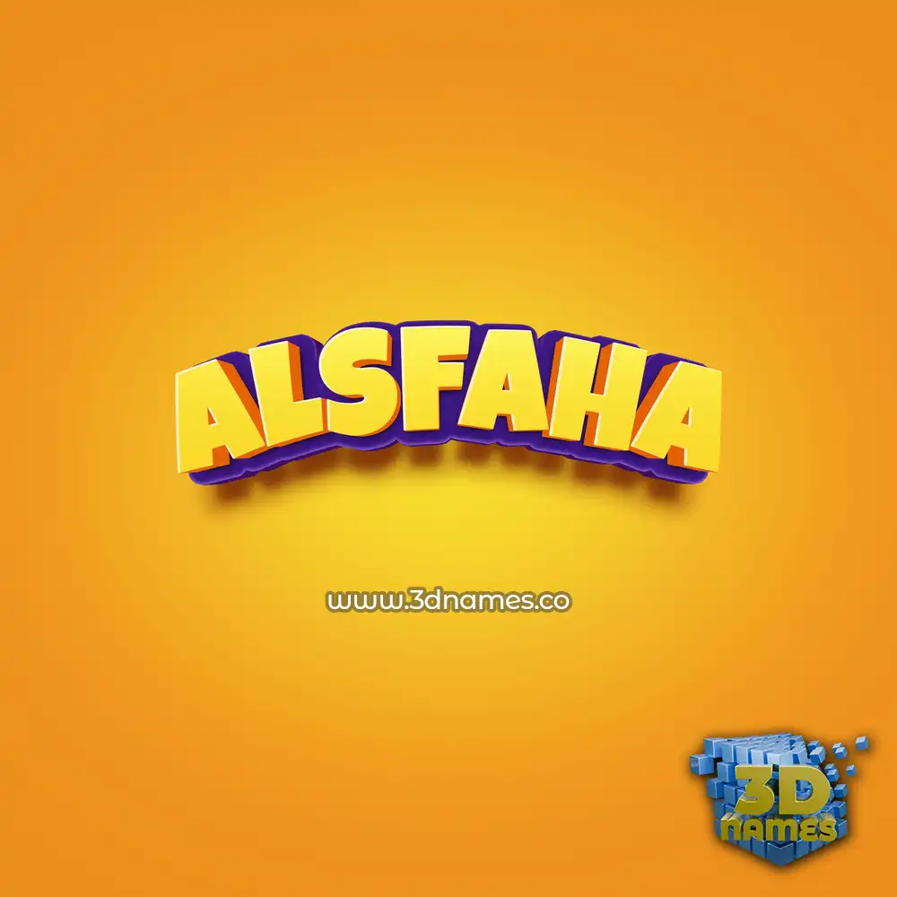 alsfaha in Orange Toon style - 3D name wallpaper