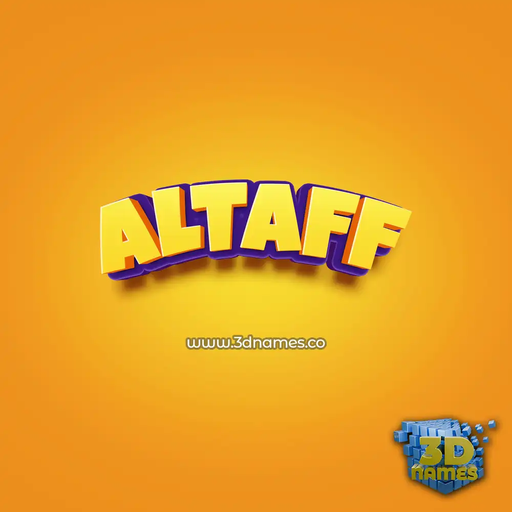 altaff in Orange Toon style - 3D name wallpaper