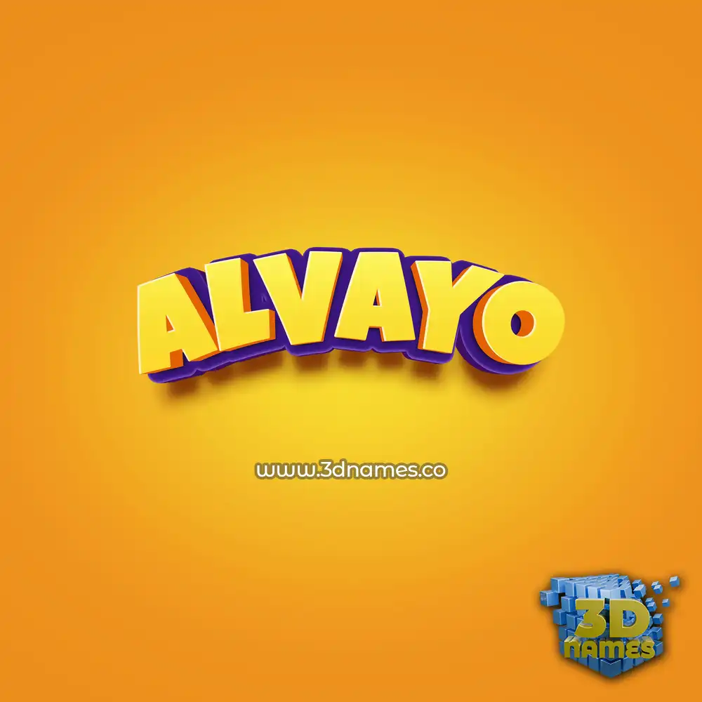alvayo in Orange Toon style - 3D name wallpaper