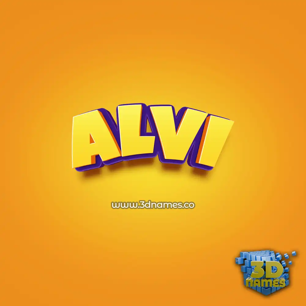 alvi in Orange Toon style - 3D name wallpaper