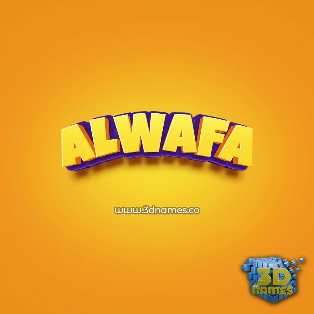 alwafa in Orange Toon style - 3D name wallpaper