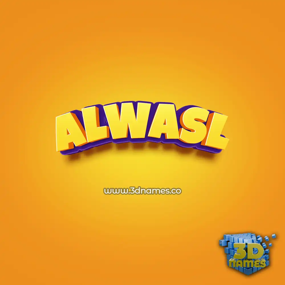alwasl in Orange Toon style - 3D name wallpaper