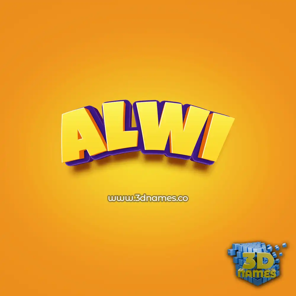alwi in Orange Toon style - 3D name wallpaper