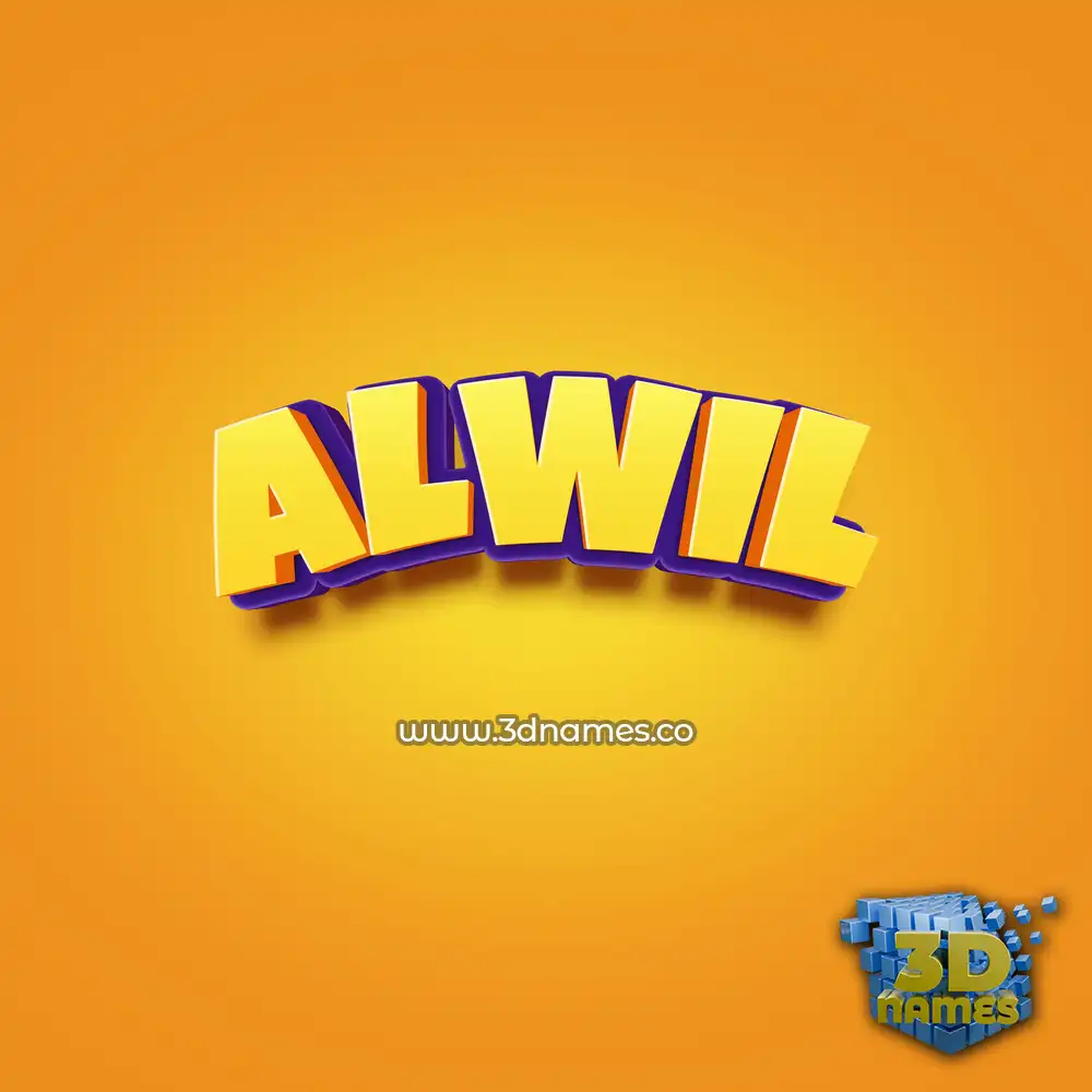 alwil in Orange Toon style - 3D name wallpaper