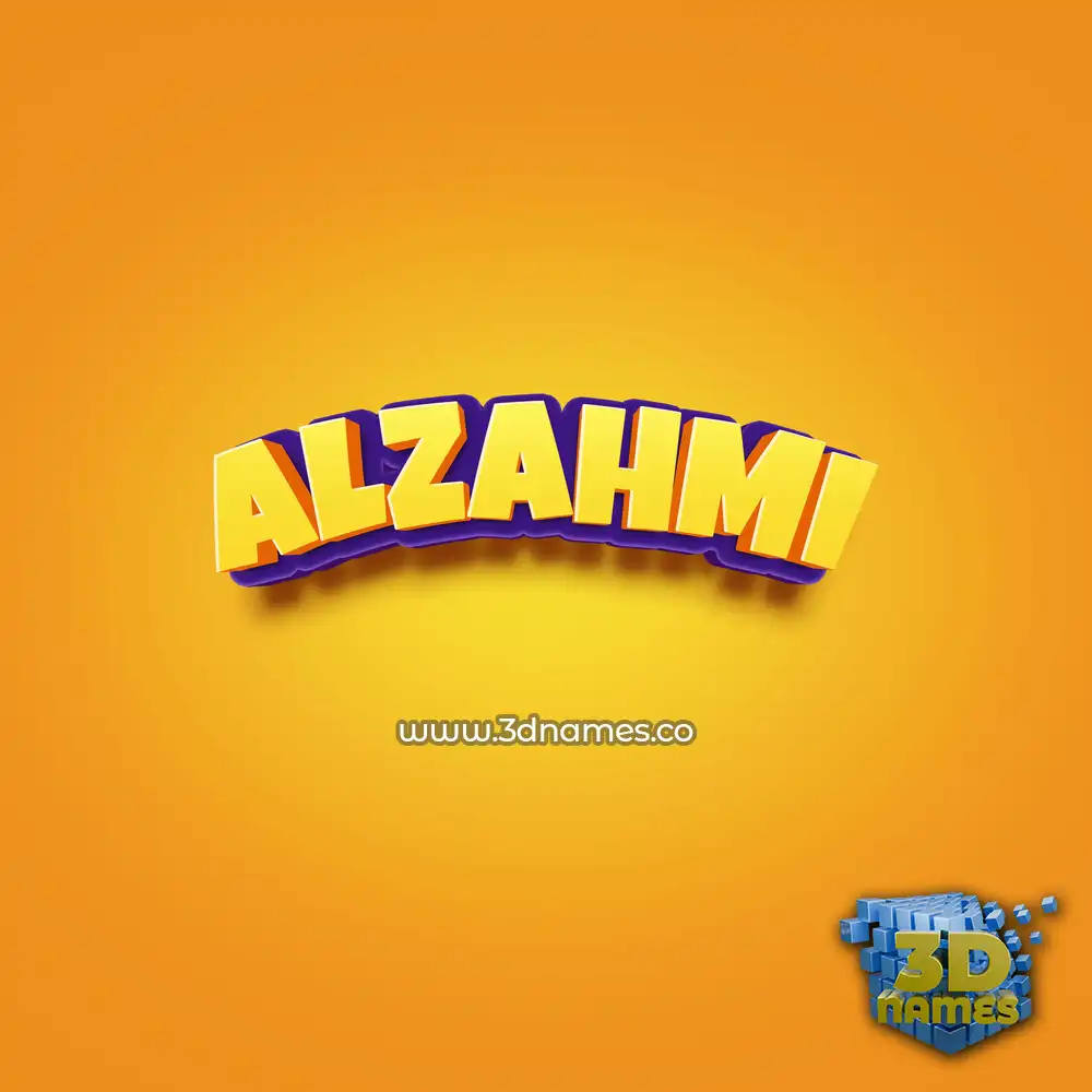 alzahmi in Orange Toon style - 3D name wallpaper