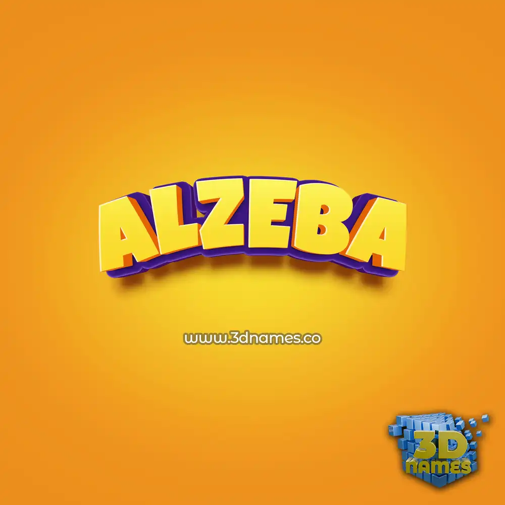 alzeba in Orange Toon style - 3D name wallpaper