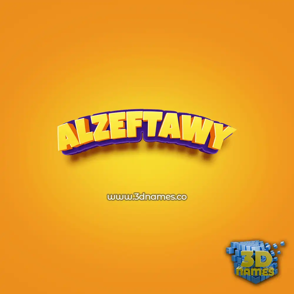 alzeftawy in Orange Toon style - 3D name wallpaper