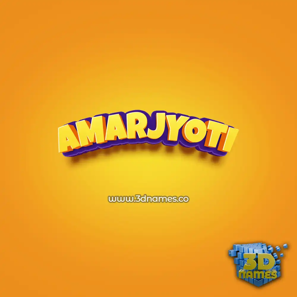 amarjyoti in Orange Toon style - 3D name wallpaper