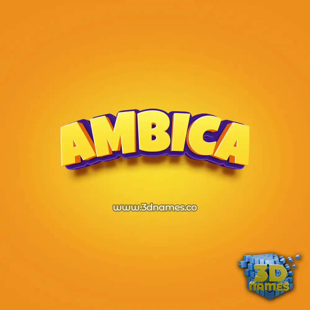 ambica in Orange Toon style - 3D name wallpaper