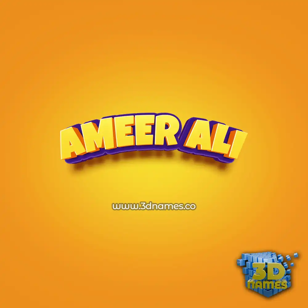ameer ali in Orange Toon style - 3D name wallpaper
