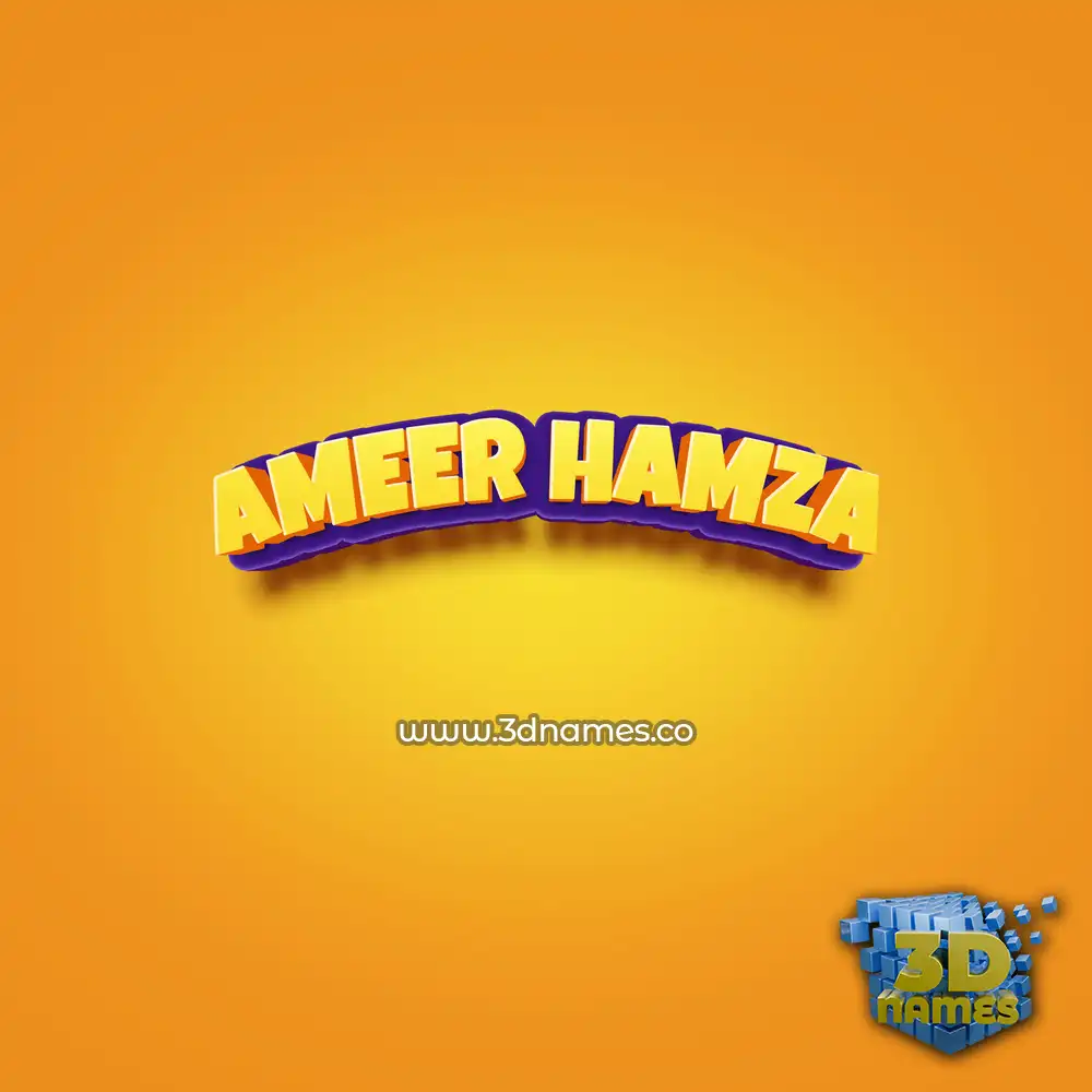 ameer hamza in Orange Toon style - 3D name wallpaper