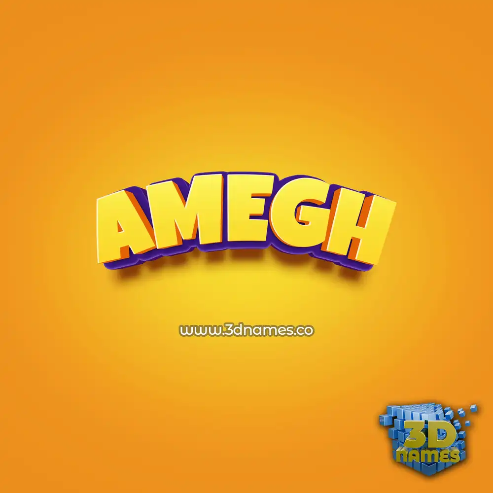 amegh in Orange Toon style - 3D name wallpaper