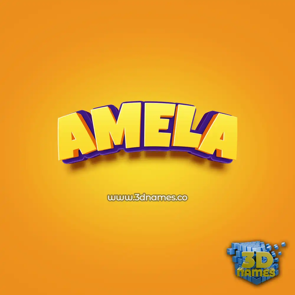 amela in Orange Toon style - 3D name wallpaper