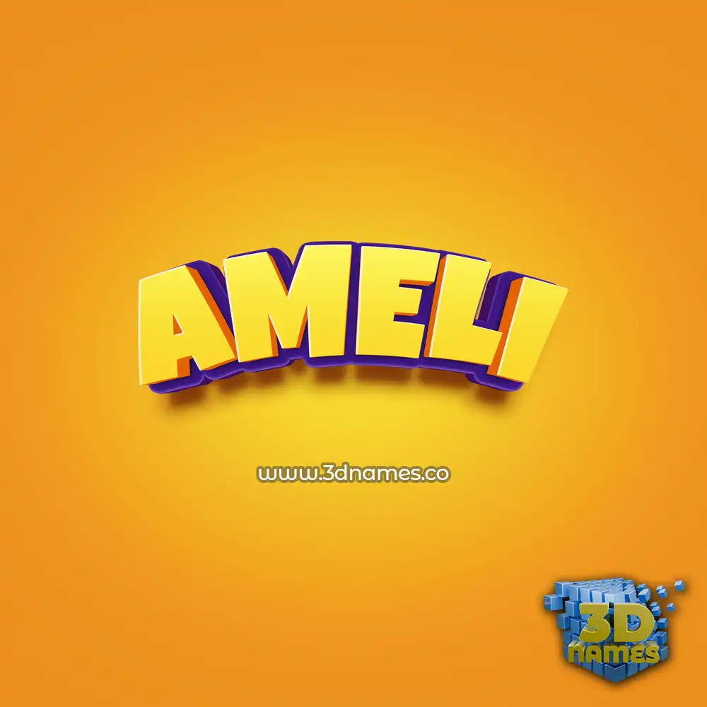 ameli in Orange Toon style - 3D name wallpaper