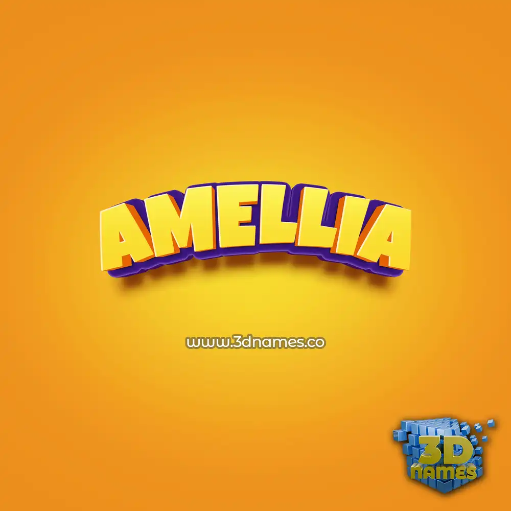 amellia in Orange Toon style - 3D name wallpaper