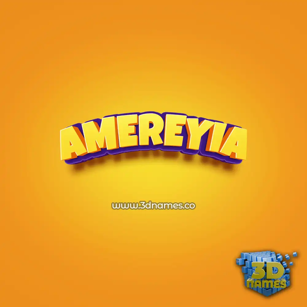 amereyia in Orange Toon style - 3D name wallpaper