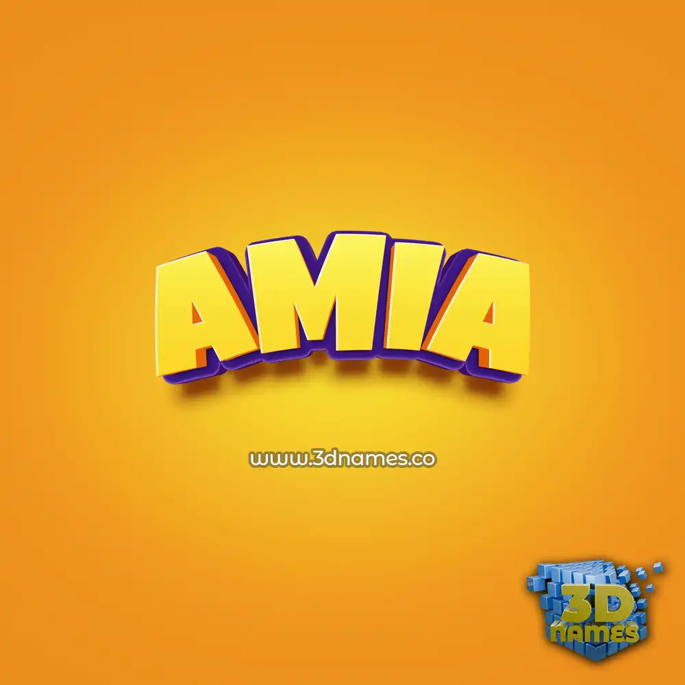 amia in Orange Toon style - 3D name wallpaper