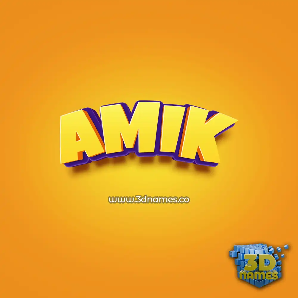 amik in Orange Toon style - 3D name wallpaper