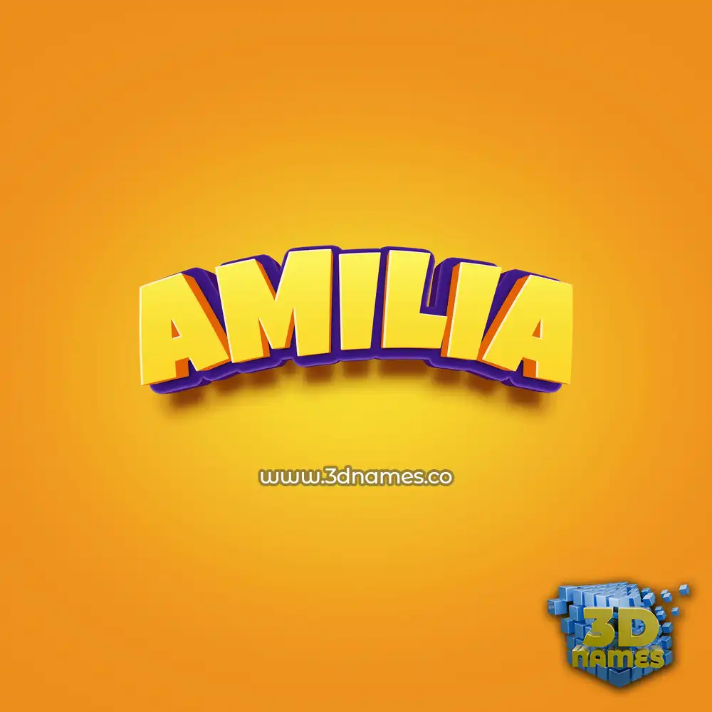 amilia in Orange Toon style - 3D name wallpaper