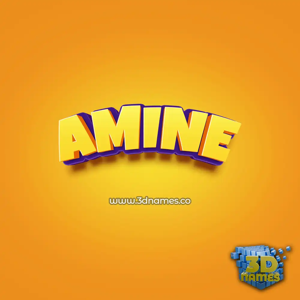 amine in Orange Toon style - 3D name wallpaper