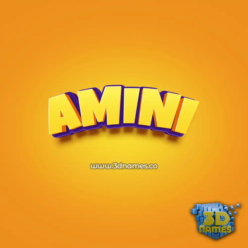 amini in Orange Toon style - 3D name wallpaper