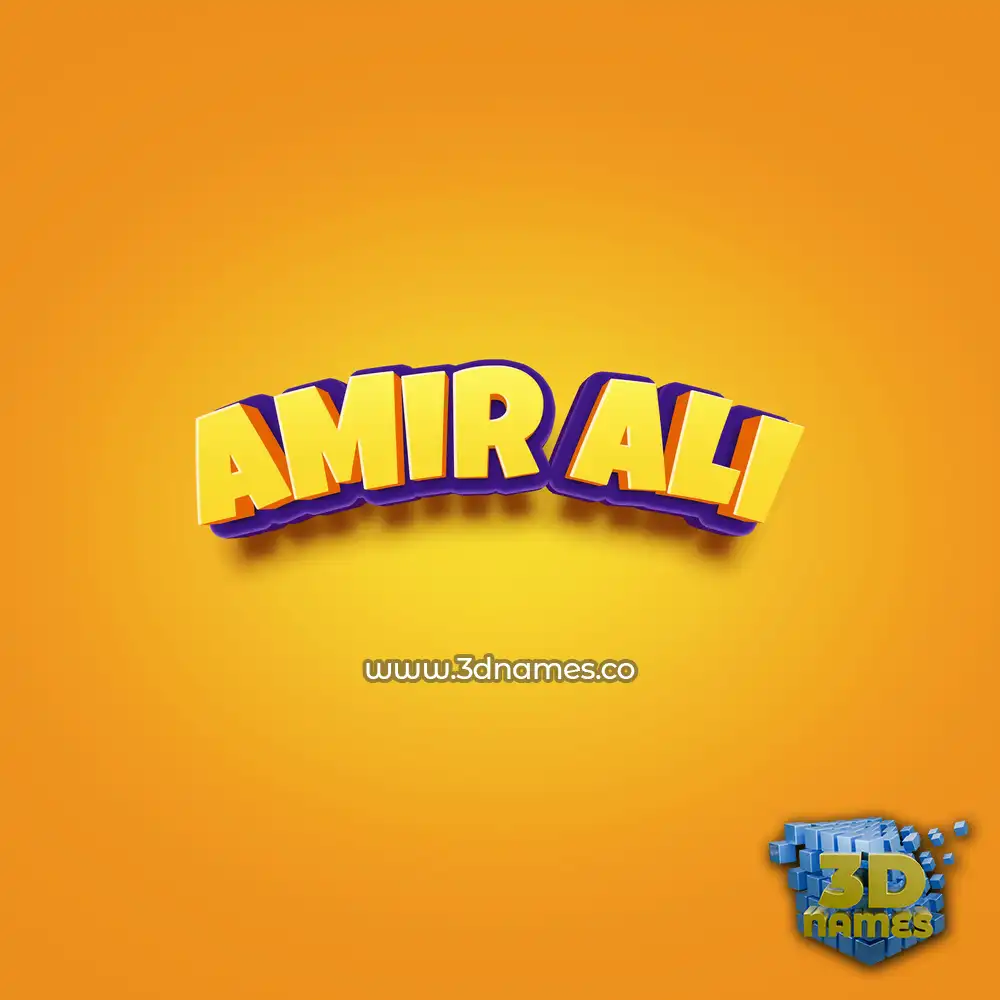 amir ali in Orange Toon style - 3D name wallpaper