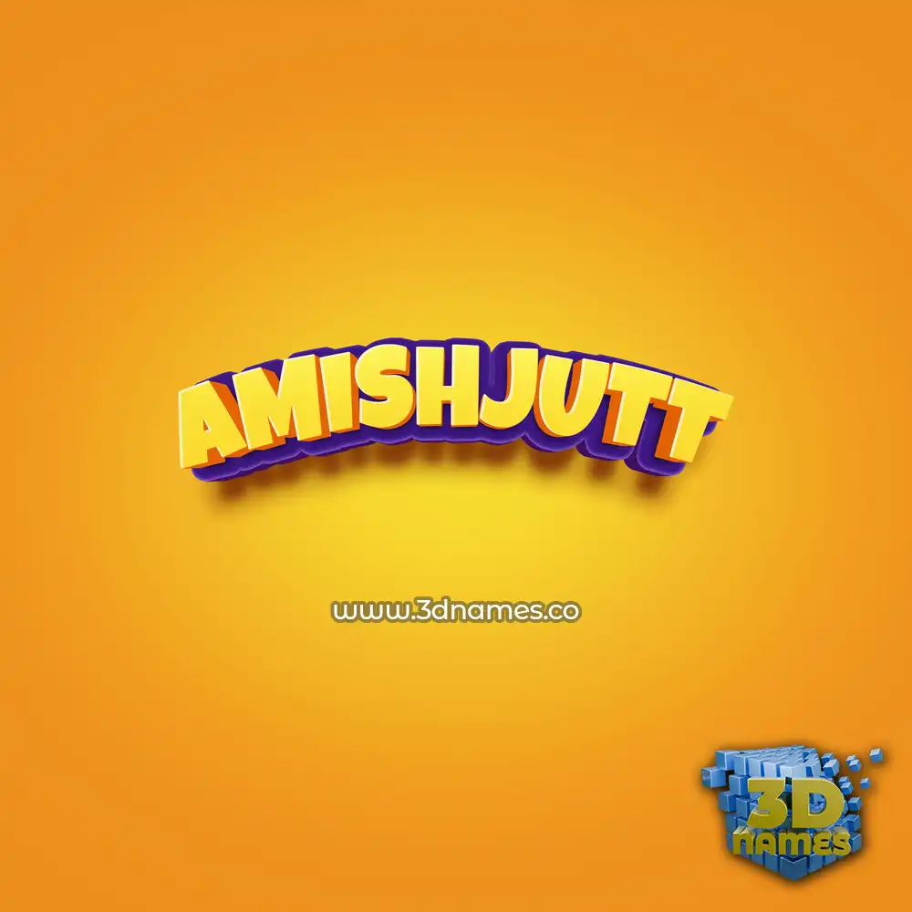 amishjutt in Orange Toon style - 3D name wallpaper