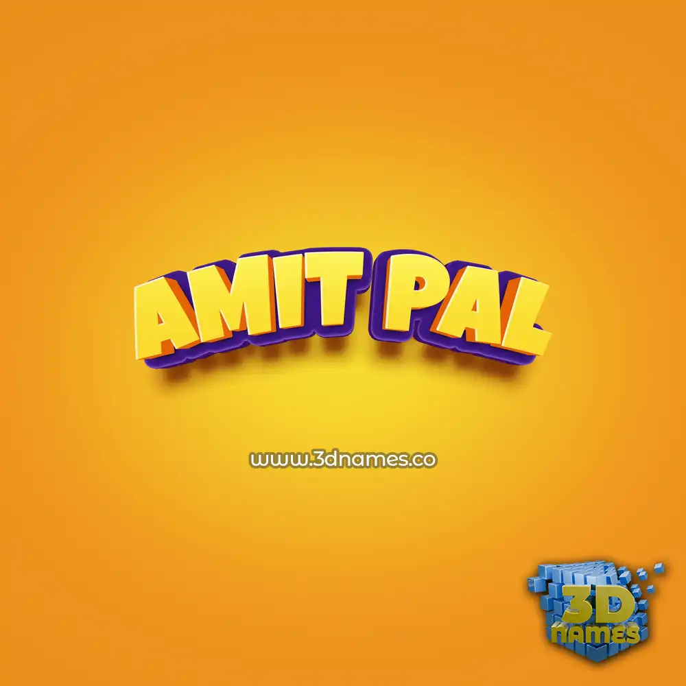 amit pal in Orange Toon style - 3D name wallpaper