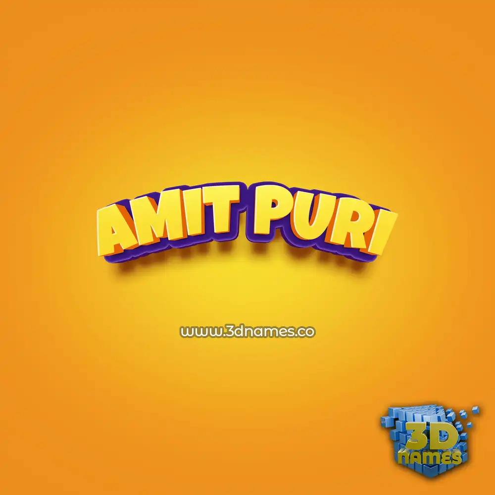 amit puri in Orange Toon style - 3D name wallpaper