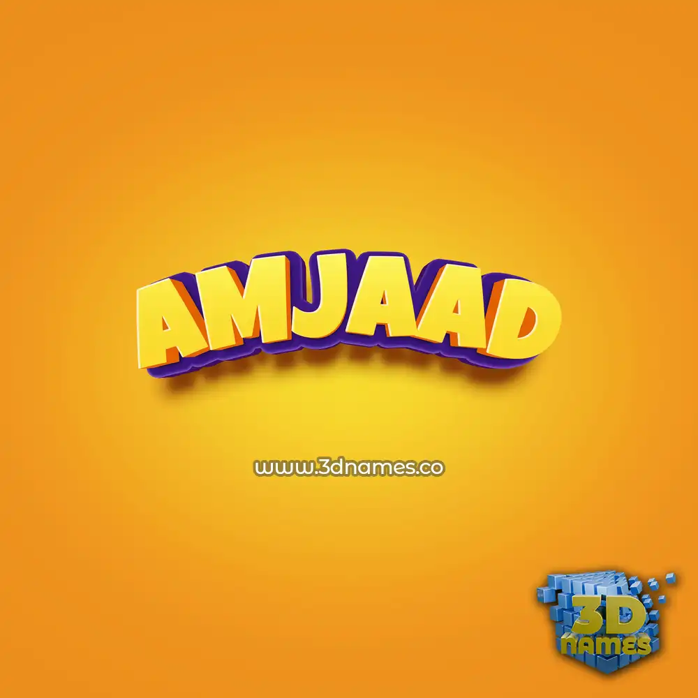 amjaad in Orange Toon style - 3D name wallpaper