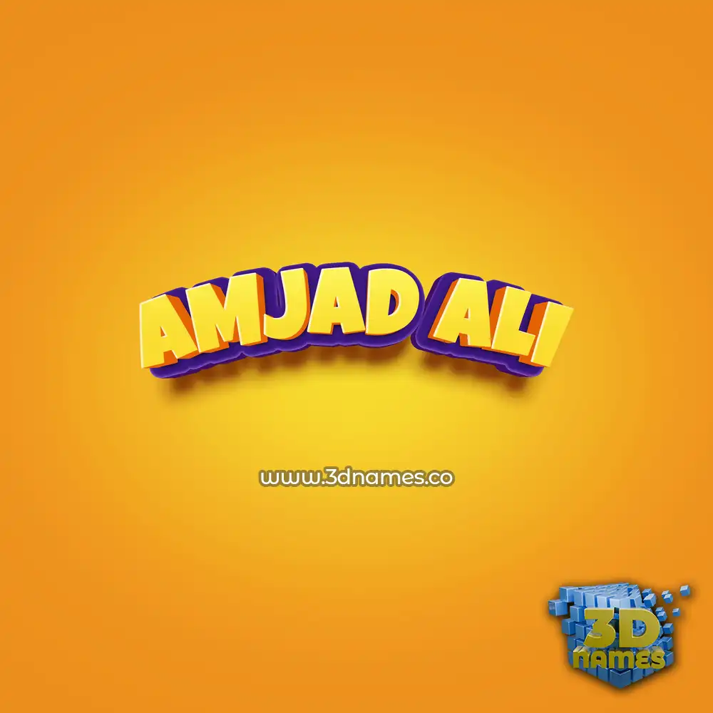 amjad ali in Orange Toon style - 3D name wallpaper