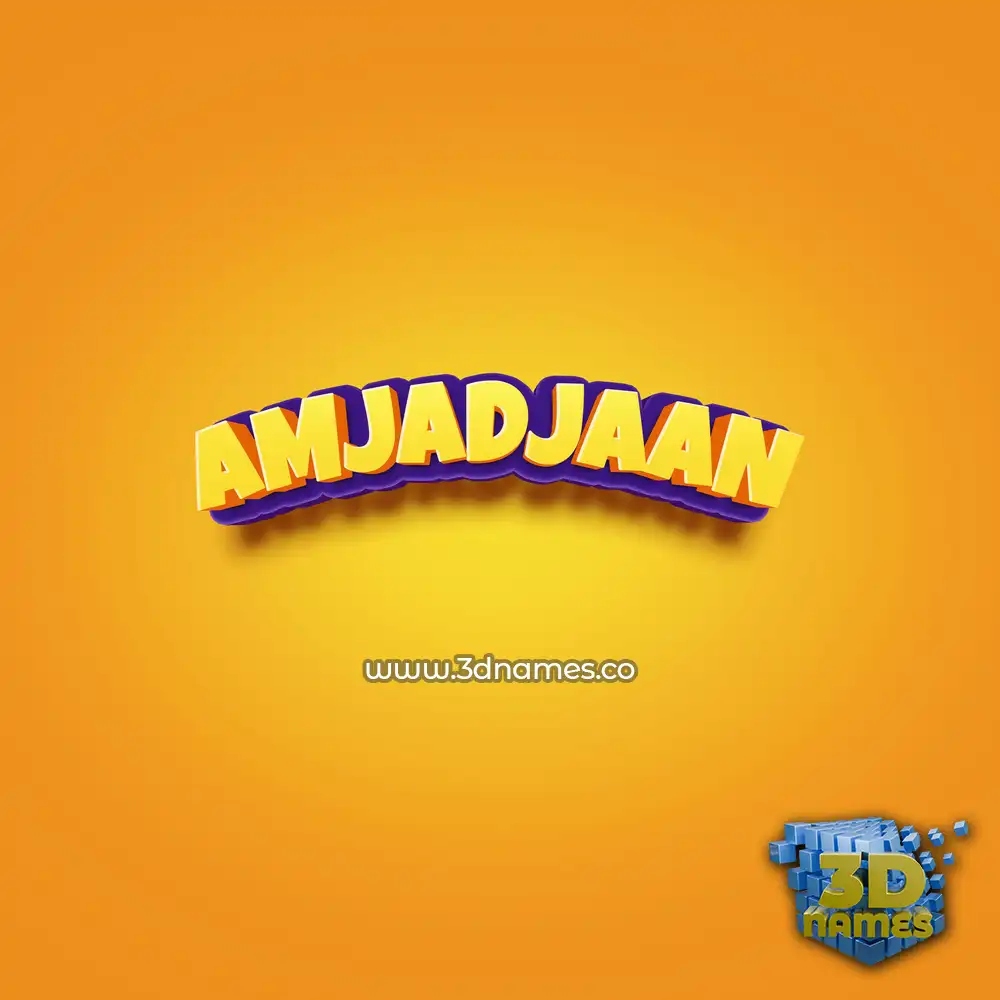 amjadjaan in Orange Toon style - 3D name wallpaper