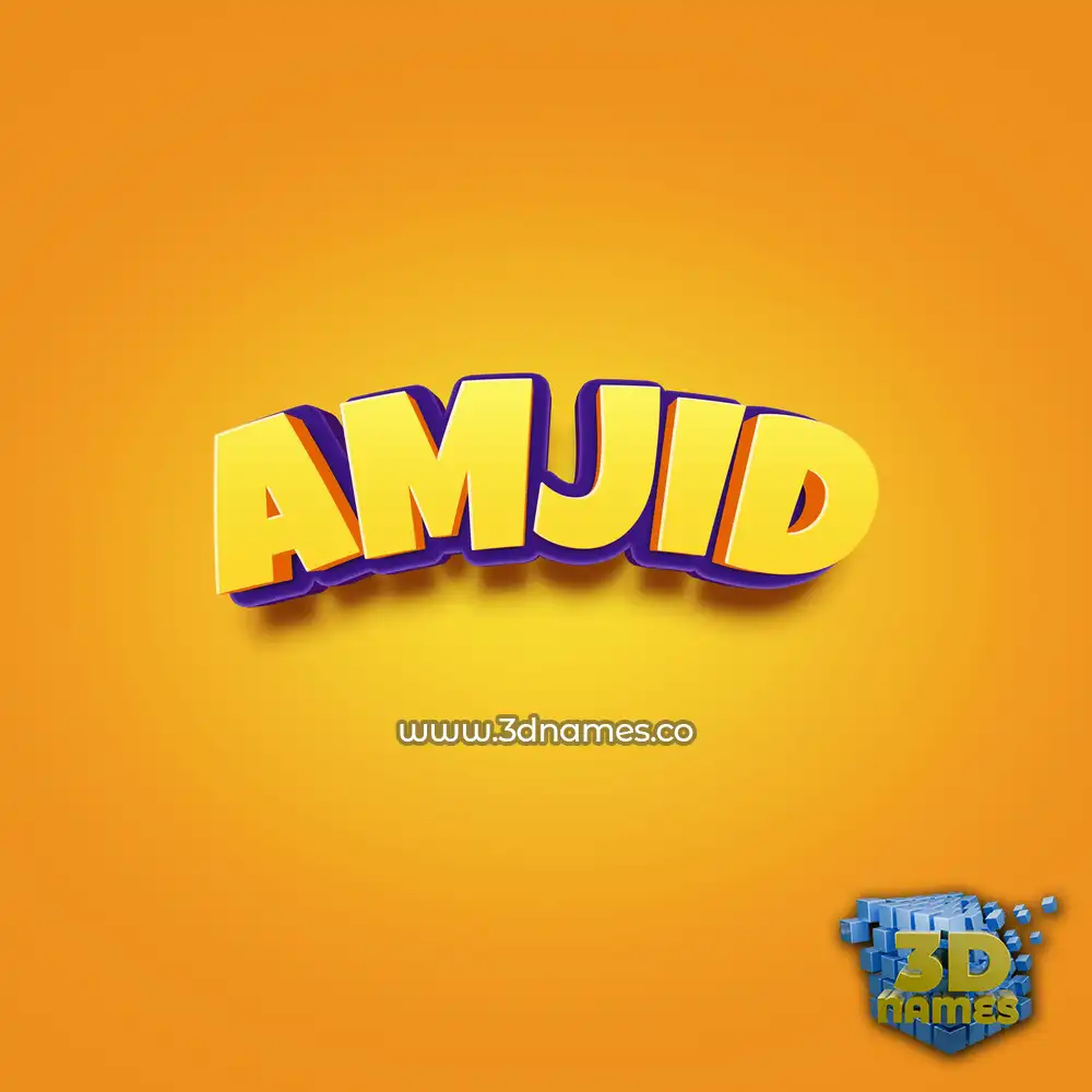 amjid in Orange Toon style - 3D name wallpaper