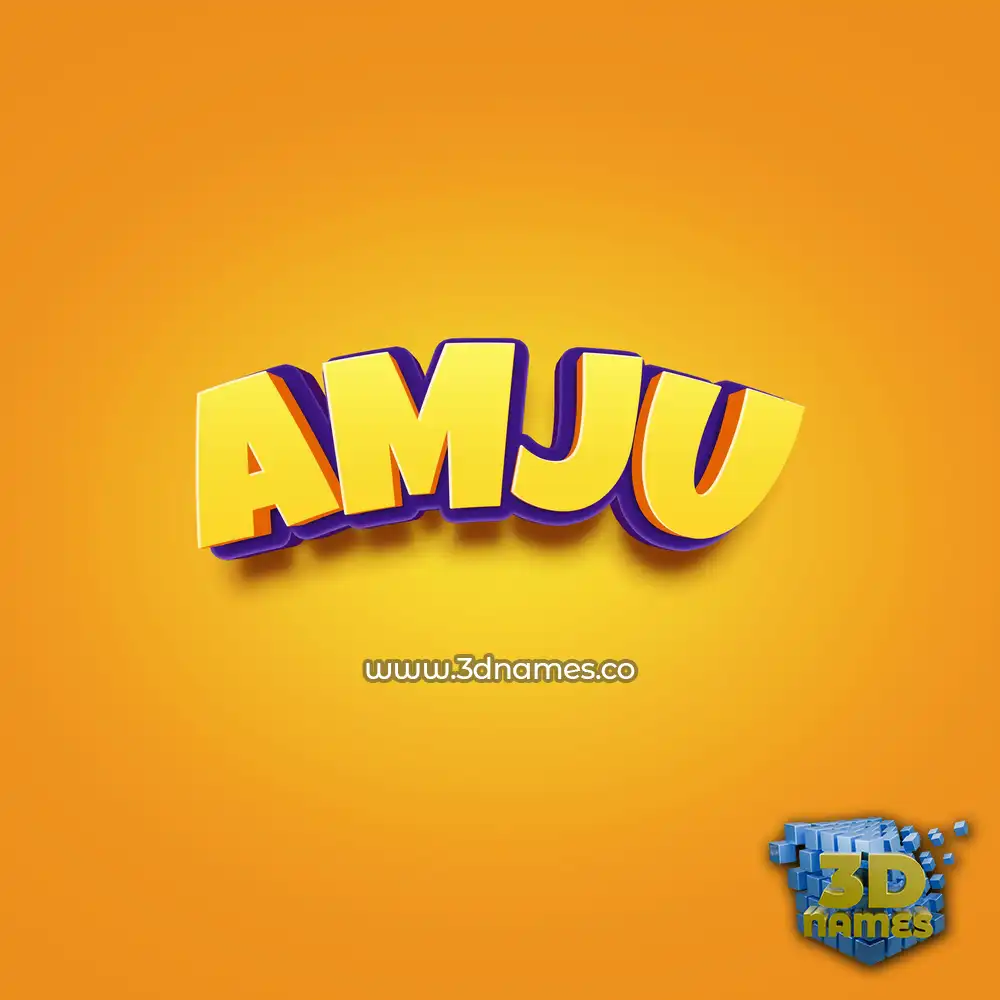 amju in Orange Toon style - 3D name wallpaper