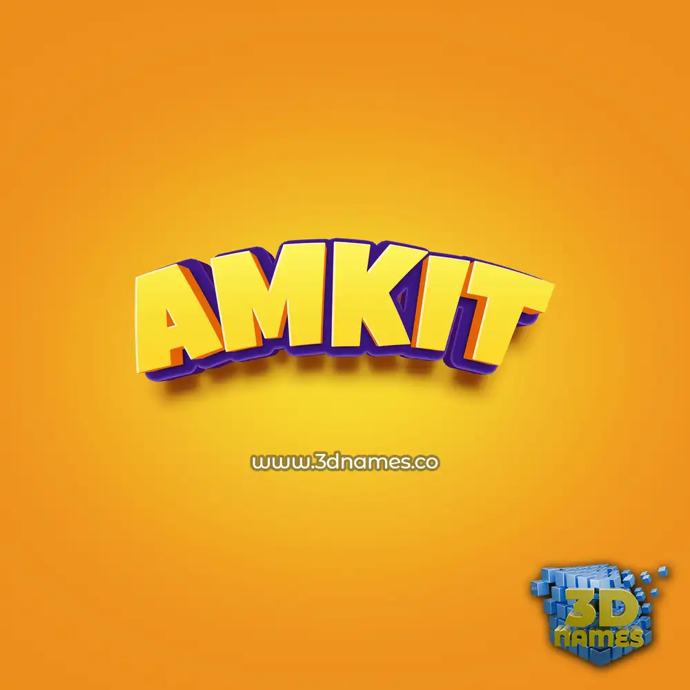 amkit in Orange Toon style - 3D name wallpaper