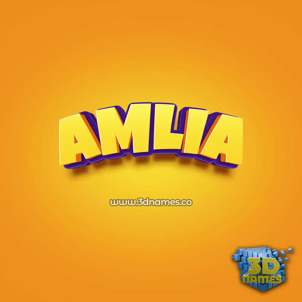 amlia in Orange Toon style - 3D name wallpaper