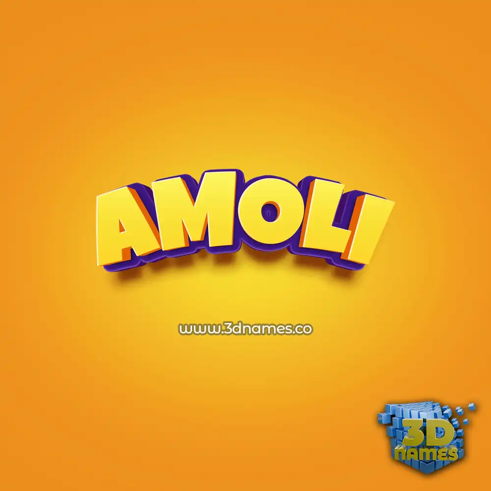 amoli in Orange Toon style - 3D name wallpaper
