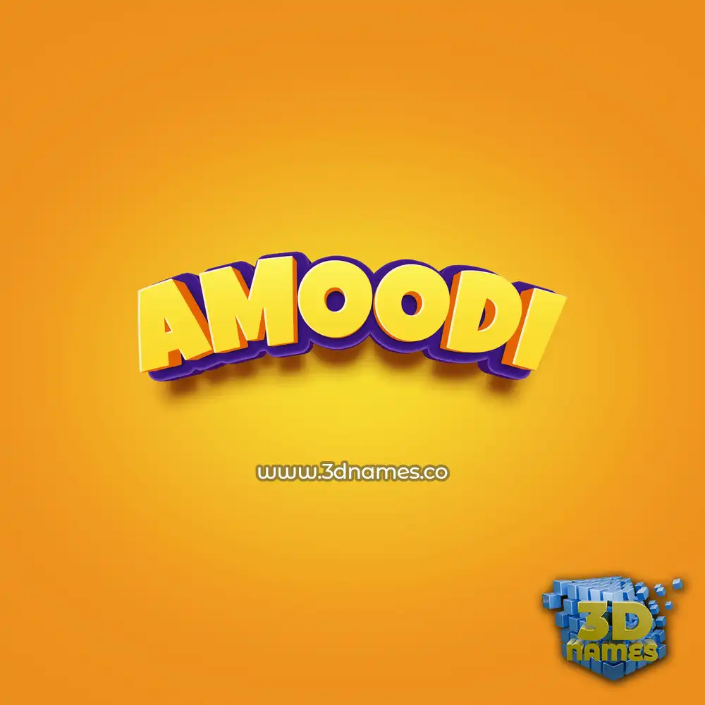amoodi in Orange Toon style - 3D name wallpaper