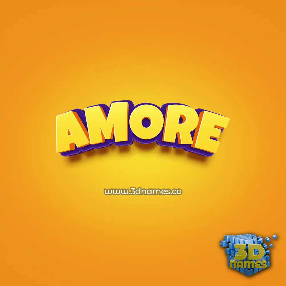 amore in Orange Toon style - 3D name wallpaper