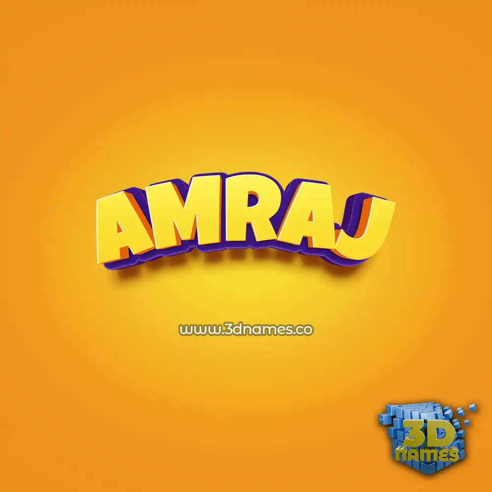 amraj in Orange Toon style - 3D name wallpaper