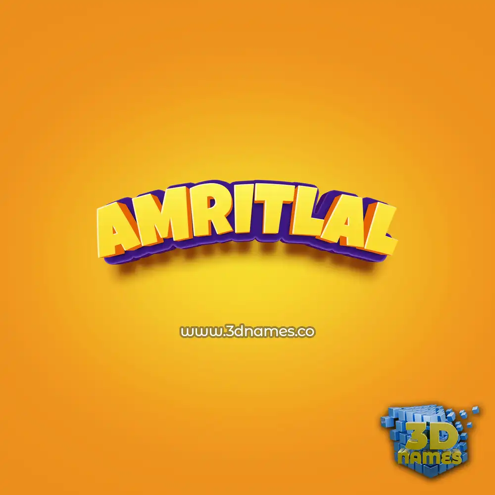 amritlal in Orange Toon style - 3D name wallpaper