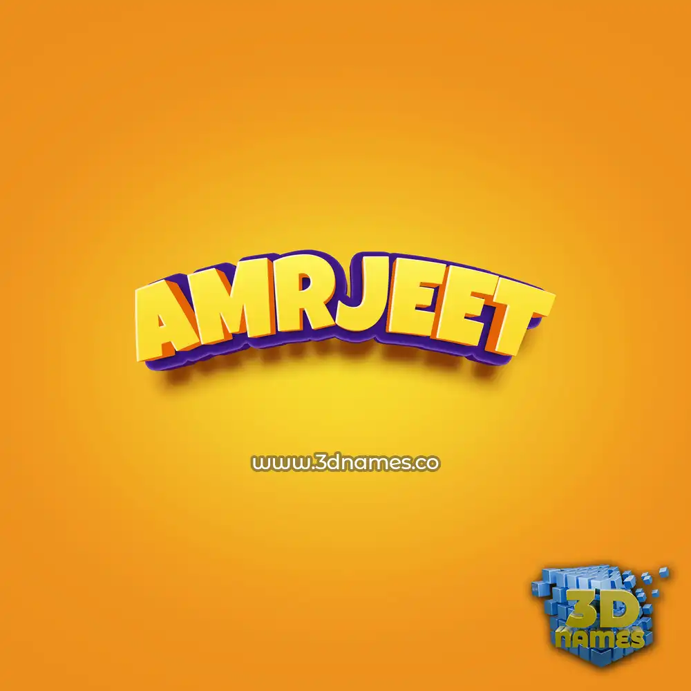 amrjeet in Orange Toon style - 3D name wallpaper