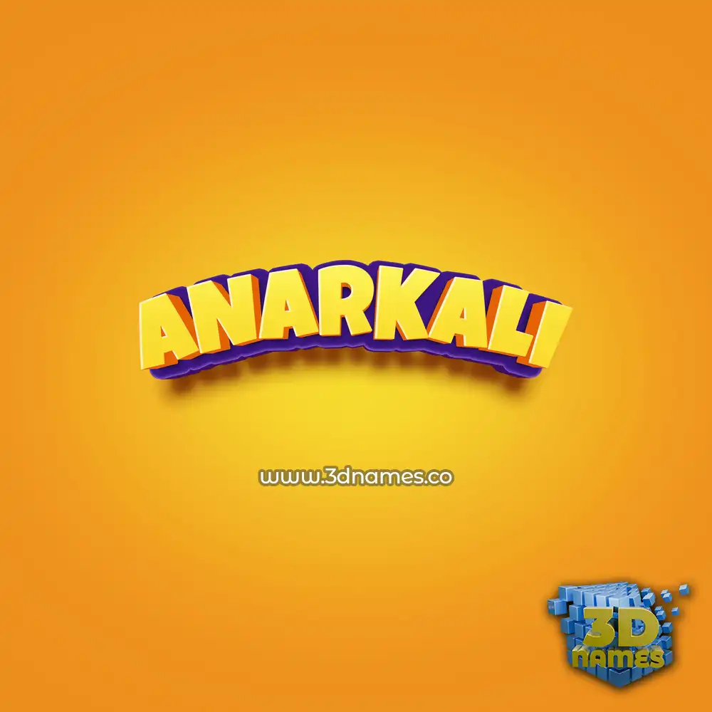 anarkali in Orange Toon style - 3D name wallpaper