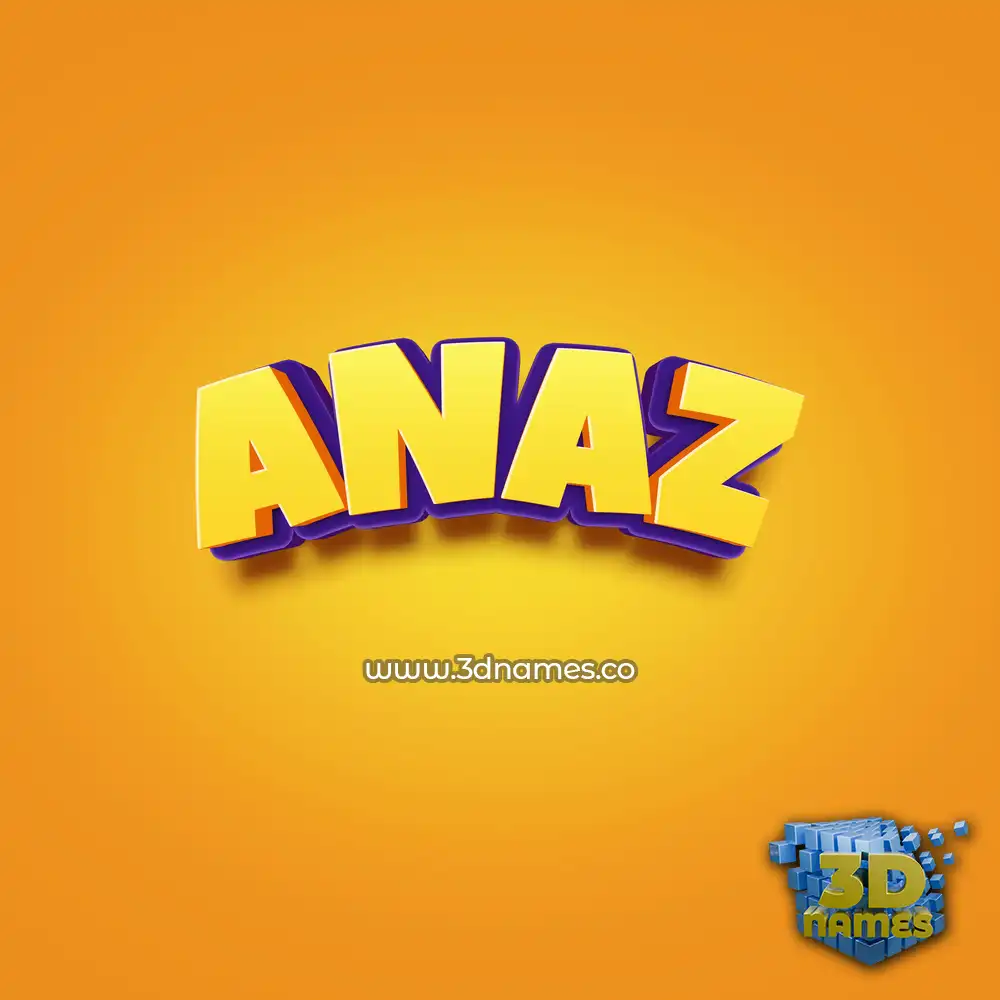 anaz in Orange Toon style - 3D name wallpaper