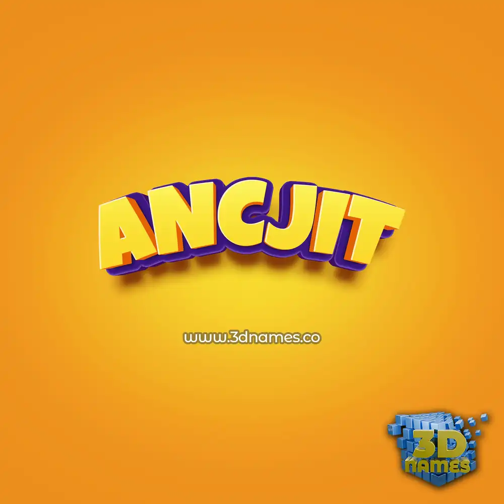 ancjit in Orange Toon style - 3D name wallpaper