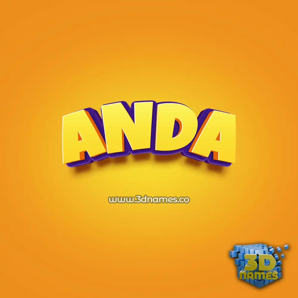 anda in Orange Toon style - 3D name wallpaper